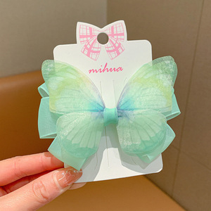 Gradient Tulle Butterfly <b>Bow</b> Hair <b>Clips</b> Cute Barrettes For Little Girls Kids Hair Accessories - Product Image 6