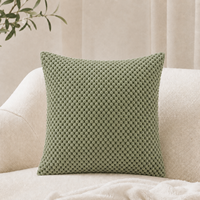 Housse de coussin décorative bohème vert sauge, motif granulaire, en velours côtelé, pour fournitures hôtelières