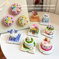 Autocollant magnétique 3D créatif en résine synthétique, imitation gâteau, nourriture miniature, rouleau de fraises, décoration de réfrigérateur, style dessin animé