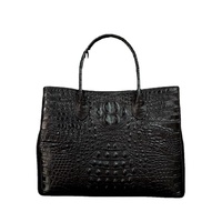 Sac fourre-tout de luxe en cuir véritable pour femme LoomCraft 2025 – Nouveau modèle avec fermeture éclair, poignée unique, motif crocodile et ferrures dorées, style rétro européen