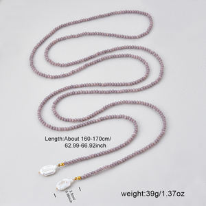 Collar Largo con Cuentas de Piedra Natural y Perlas Barrocas, Joyería DIY en Capas para Boutiques y Uso Diario - Product Image 4