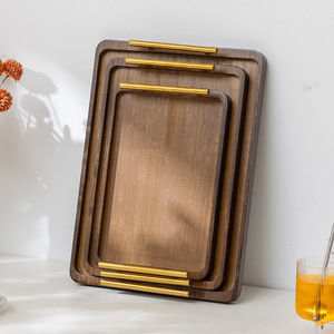 Bamboo tea <b>tray</b>, <b>small</b> <b>tray</b> for home and hotel use, rectangular dessert plate, modern Chinese style tea <b>tray</b> with handles - Product Image 4