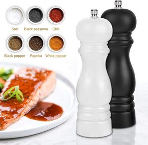 Ensemble de moulins à poivre manuel de qualité supérieure de 6.5 pouces à grossièreté réglable salières en bois noyau en céramique rechargeable noir blanc-pour - Product Image 1