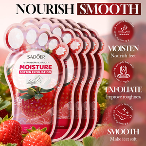 Masque exfoliant pour les pieds aux fruits (fraise, noix de coco, pêche) – Élimination des peaux mortes et des callosités – Soin des pieds secs – <span class=keywords><strong>Pédicure</strong></span> spa à <span class=keywords><strong>domicile</strong></span> - Product Image 1