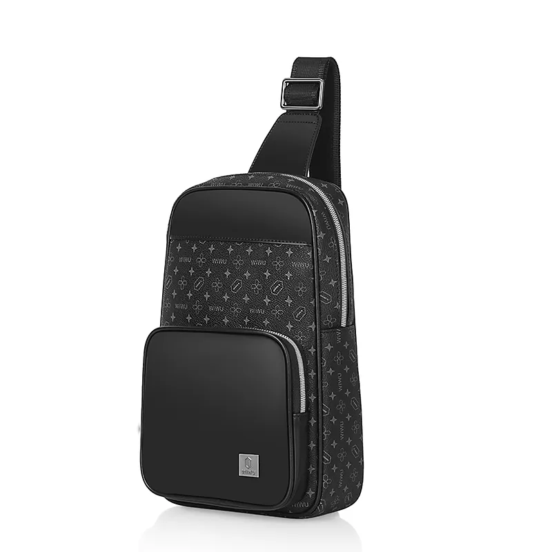 Wiwu Tùy Chỉnh Người Đàn Ông Sang Trọng Messenger Túi Người Đàn Ông Mới PVC Dấu Vân Tay Crossbody Ngực Túi