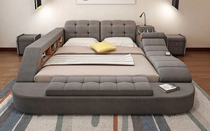 Cama de Cuero Moderna para Dormitorio, Cama Multifuncional Inteligente con Carga USB y Altavoz B2239, Cama King Size Suave B2239 B2239 - Product Image 6