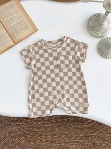 Nuevo Pelele de Punto Corto Korababy Grid 2026 para Bebés y Niños Pequeños, Unisex, Cierre de Botones, Estilo Casual de <span class=keywords><strong>Verano</strong></span> - Product Image 1