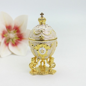 SHINNYGIFTS in stile Euro scatola di gingillo in metallo smaltato in metallo scatola moderna ovale Faberge portaoggetti regalo per matrimoni e <span class=keywords><strong>bomboniere</strong></span> - Product Image 3