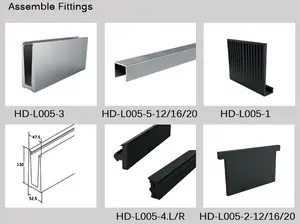 Profil aluminium hitam pagar kaca Saluran U susuran baja tahan karat tanpa bingkai rel saluran kaca dasar pagar luar ruangan