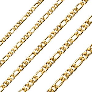3mm אופנה 1:3 NK שרשרת תכשיטי 18k זהב אמיתי מצופה נירוסטה פיגארו קישור שרשרת שרשרת לגברים נשים - Product Image 3