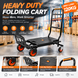 รถเข็นเหล็กพับได้สำหรับงานอุตสาหกรรม รับน้ำหนัก 120 กก. แบบ OEM พร้อมโครงสร้างปิดมิดชิด ล้อสี่ล้อ สำหรับใส่เครื่องมือและจัดเก็บ - Product Image 1