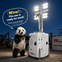 Schwerlast-Diesel-Mobiler Lichtmast 9m Vertikaler Mast Hydraulischer Beleuchtungsturm für Bergbau und Ölfelder