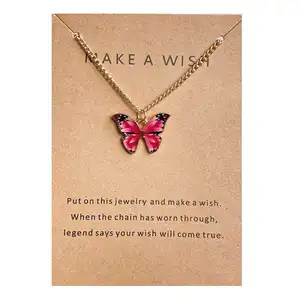 European and American Bohemian alloy butterfly pendant necklace niche design collarbone chain necklaces