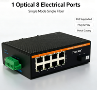 Commutateur industriel Gigabit 8 ports TiNCAM TBC-GF2508-1SFP avec 1 emplacement SFP Gigabit, montage sur rail DIN, alimentation double DC12-52V, température étendue -40~85°C