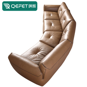 Ensemble de meubles de canapés luxueux en cuir pour villa Salon à dossier bas Salon décontracté de <span class=keywords><strong>loisirs</strong></span> Canapé long d'angle incurvé 4 places - Product Image 3