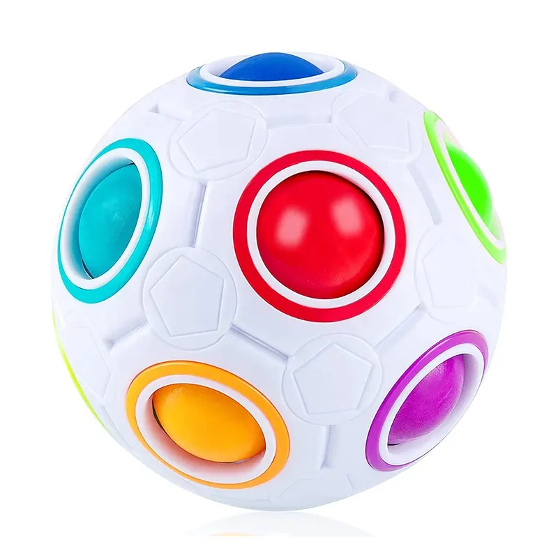 इंद्रधनुष पहेली गेंद घन जादू इंद्रधनुष गेंद पहेली बंडल तनाव Fidget गेंद मस्तिष्क टीज़र खेल Fidget खिलौने बच्चों के लिए