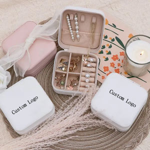 Estuche de Viaje para Joyas, Organizador de Anillos, Caja de Regalo Cuadrada, Diseño Sólido, Bolsa de Cuero con Cremallera, a la Moda, para el Día de San Valentín - Product Image 4