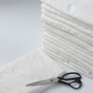 ผ้าลูกไม้ปัก3D ผ้าฝ้ายสีขาวสำหรับชุดแฟนซีและเสื้อผ้าขายส่ง100% - Product Image 3