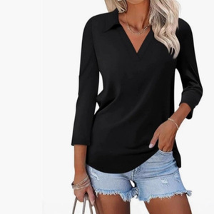 Elegante <span class=keywords><strong>Camiseta</strong></span> de Punto para <span class=keywords><strong>Mujer</strong></span>, <span class=keywords><strong>Cuello</strong></span> en V, Ajustada, Otoño 2026 - Product Image 2