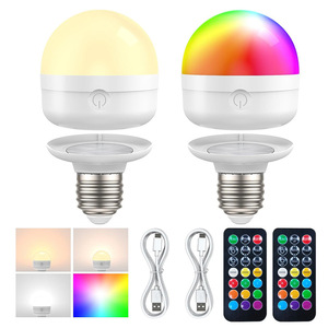 RGB 3 Wát E26/12 LED có thể sạc lại Bóng đèn điều khiển từ xa trong nhà ánh sáng không dây pin hoạt động bảng đèn cho trang trí nội thất DC điện - Product Image 3