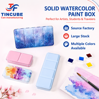 Boîte de peinture 48 couleurs en stock, palette de peinture à l'eau solide en métal, étui personnalisé avec logo pour l'école, les voyages et les fournitures artistiques