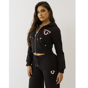 Setelan Jaket dan Celana Panjang Wanita Model Sporty Bergaya Hoodie, Slim Fit, Stretch, Bermotif Cetak C2535 - Product Image 2