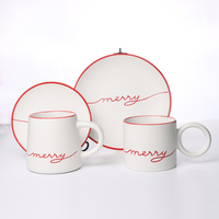 Service de table de Noël personnalisé avec tasses et assiettes en porcelaine fine incassable, option logo personnalisé écologique