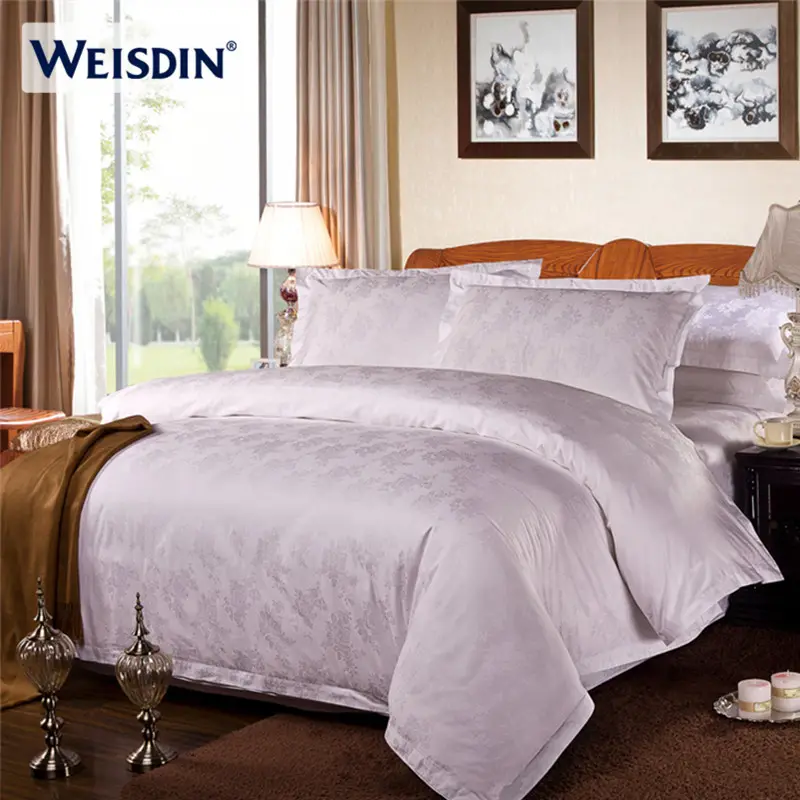 Yataklar için lüks jakar 7 adet özel 100% pamuk yatak seti yatak çarşafı Set