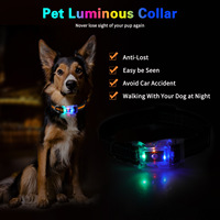 Collier pour chien LED rechargeable par USB, coloré, lumineux, réfléchissant, réglable en nylon, pour la sécurité nocturne, la marche et la randonnée