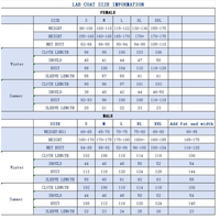 Blouse de laboratoire à manches longues 100% coton antistatique, respirante et anti-rides pour laboratoire médical pharmacie