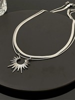 Nouveau style Collier de clavicule superposé double couche pour femme, Bijoux de mode, Collier soleil, Collier Y doré imposant