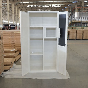 Armoires à portes battantes en acier, placards métalliques à motifs graphiques, meubles de rangement pour vêtements, armoire personnalisée pour chambre à coucher, fabrication chinoise - Product Image 3