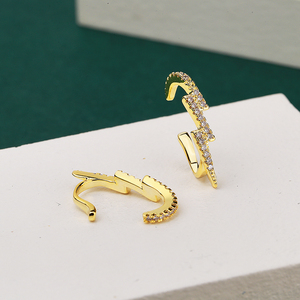 Fashion C-shaped 18K gold-plated earrings personality <strong>lightning</strong> shape zircon ear clips <strong>wholesale</strong> jewelry - Product Image 5