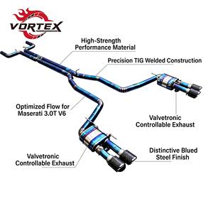 Système d'échappement Catback à soupapes en titane bleu Vortex pour Maserati Quattroporte 3.0T V6 avec embouts de tuyaux en fibre de carbone quadruples - Product Image 1