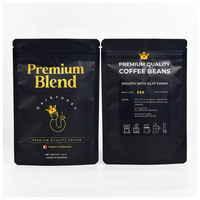 Sacs à café personnalisés avec logo imprimé, finition mate, pour grains et poudre de café, avec valve et fermeture éclair
