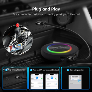 Dasaita Plug-and-Play <span class=keywords><strong>Adaptateur</strong></span> Carplay sans fil Smart AI Box pour Android Auto & Apple Carplay Filaire Car Play pour Tacoma & Accord - Product Image 2