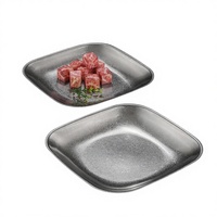Assiette à dessert carrée en acier inoxydable de style industriel YolecenVintage, motif solide, Chine, assiette à steak ancienne commerciale
