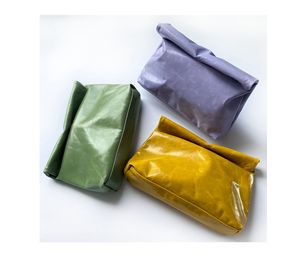 Foldable Bread Bag Foldable <b>Handbag</b> Suede Leather Glossy Eco Makeup Bag Embossed Logo For Travel Use - Product Image 3