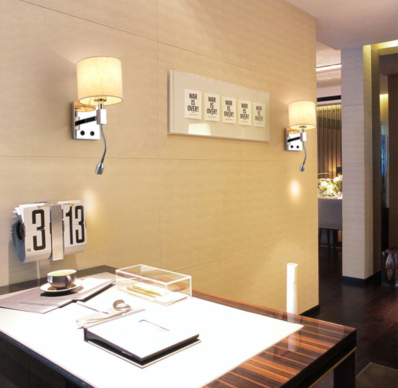 European Reading Wall Lights E27 Interior Bedroom Hotel Wall Lighting Fixtures Home Bedside Led Fabric wall lamp Indoor