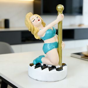 <b>Pole</b> <b>Dancing</b> Girl Figurine Resin Craft Blue Costume Home Desktop Decoration Gift Indoor Use Living Room Decor - Product Image 1