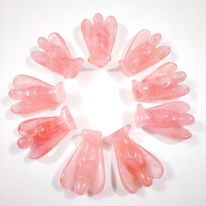 Feng shui-GEMA vívida para tallar animales, Ángel de cuarzo rosa - Product Image 1