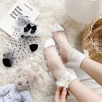Chaussettes d'été personnalisées en cristal bas de verre blanc japonais mignon nœud papillon chaussettes JK minces de taille moyenne pour femmes mode Ins