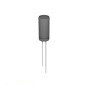 Condensador de canal del fabricante, de orificio pasante, de aluminio, 3.3uF 20% 100V RADIAL, 3.3 uF SH3R3M100ST - Product Image 1