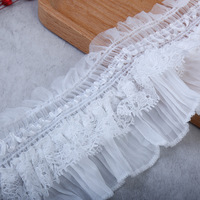 Dentelle plissée organique de haute qualité, prête en stock, 8 cm, dentelle élastique décorée pour robe de fille Lolita