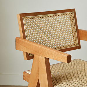 Vente directe d'usine, chaises de salle à manger, <span class=keywords><strong>fauteuil</strong></span> en bois massif avec siège tissé en rotin, chaise de loisirs - Product Image 6