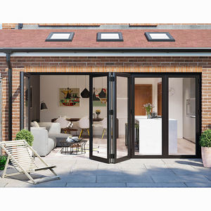 Entrée italienne Miroir de porte extérieur surdimensionné Accordéon coulissant en verre pliable moderne pour devantures de magasins résidentiels - Product Image 4