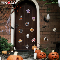 Autocollants en vinyle découpés sur mesure, imperméables, écologiques, motif citrouille et fantôme de dessin animé pour Halloween, pour la décoration murale et vitrée des fêtes d'enfants