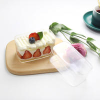 Boîte à tiramisu rectangulaire en plastique PET de qualité alimentaire, écologique, grande taille, pour gâteau mousse, dessert, sucre, épaisseur personnalisable