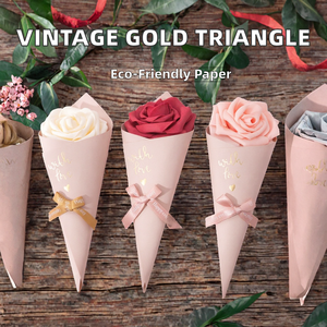 Boîte d'emballage cadeau jetable en carton recyclable, faite à la main, avec motif floral de mariage européen et dorure à chaud vintage, pour crème glacée - Product Image 2
