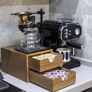 Support de rangement rectangulaire en bois pour dosettes de café K-cup, tiroir de rangement pour petites surfaces, organisateur de comptoir pour café et thé - Product Image 6